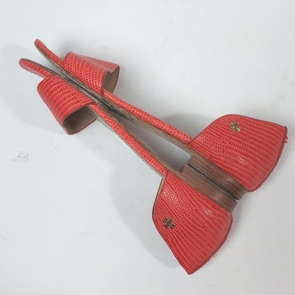 TORY BURCH Savannah Micro Tejus Embossed in Melon Flats Sandals Size 5.5 - Picture 5 of 15